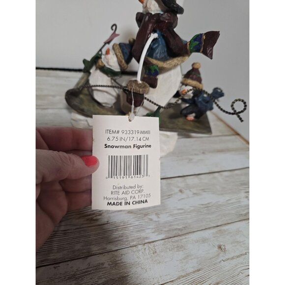 Lot of 2 Wooden Snowman Carved Decorations Snowman Hanging Stars on Trees and Sn - Picture 6 of 9